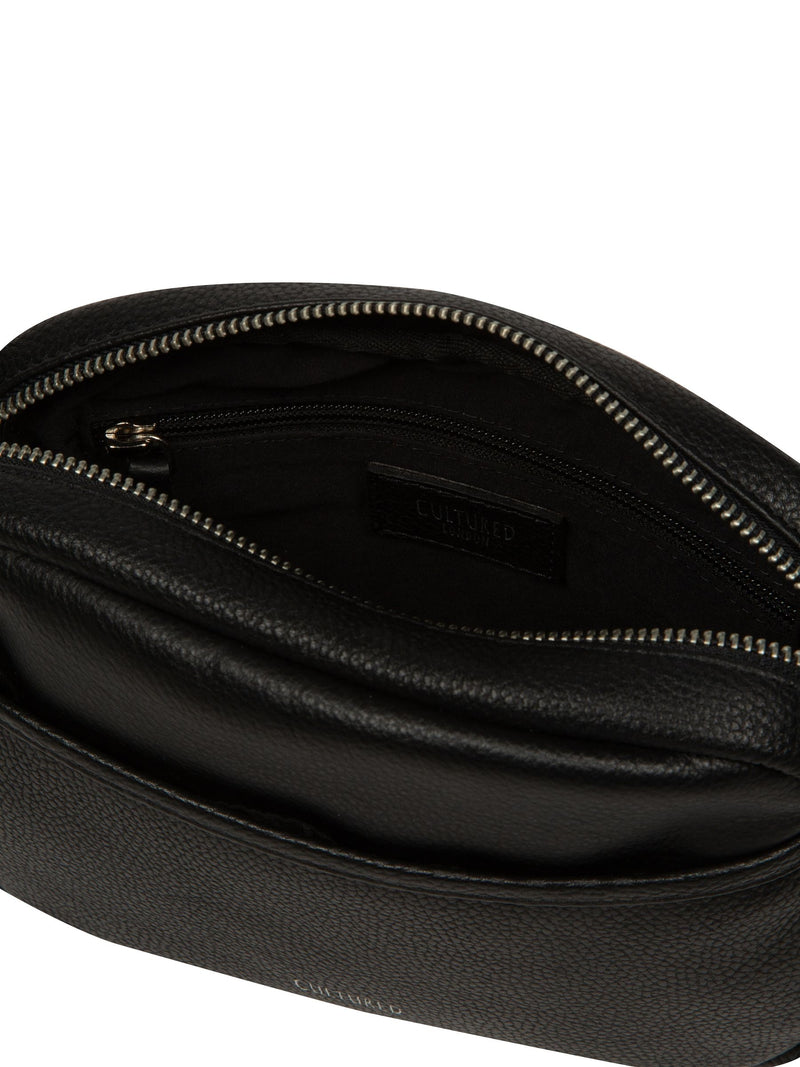 Cultured London Black Ariella leather cross-body bag, imported from the UK
