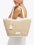 Carvela Amalfi Stone tote bag brown raffia, imported from the UK