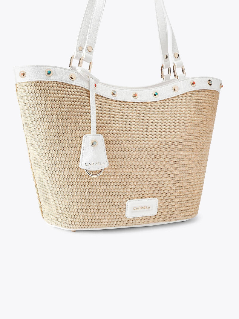 Carvela Amalfi Stone tote bag brown raffia, imported from the UK