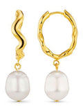 Orelia London gold pearl drop hoop earrings - British product