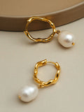 Orelia London gold pearl drop hoop earrings - British product