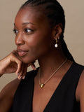 Orelia London gold pearl drop hoop earrings - British product