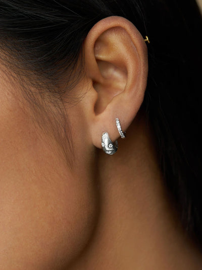 Next Orelia London Silver Tone Tapered Crystal Starburst Huggie Hoop Earrings- Buy online at McGrocer