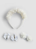 JoJo Maman Bébé pure white flower girl hair accessories set, imported from the UK