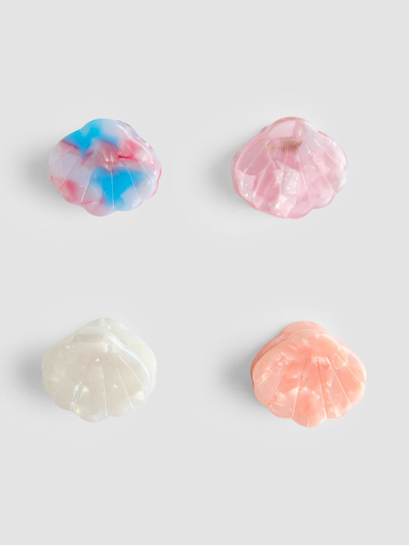 JoJo Maman Bébé shell claw clips light pink 4-pack, imported from the UK