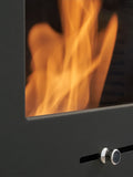 Adam charcoal grey bio ethanol stove with log storage, imported from the UK