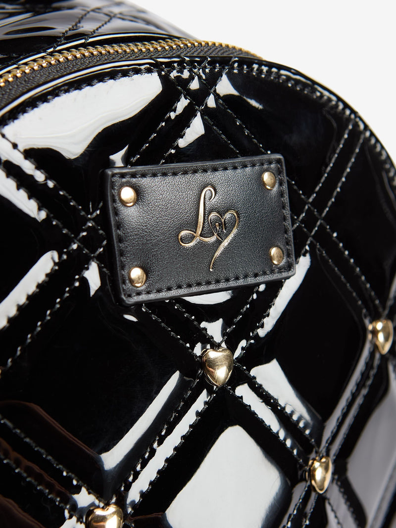 Lipsy black patent studded school back pack 33cm - British product