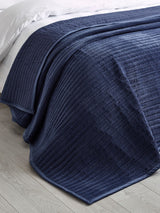 Next Catherine Lansfield Navy Blue Velvet Pinsonic Quilted Bedspread 240x260cm- Buy online at McGrocer
