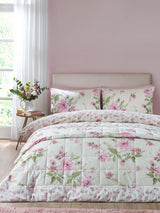 Next Catherine Lansfield Cream Avebury Floral Reversible Quilted Bedspread 220x230cm- Buy online at McGrocer