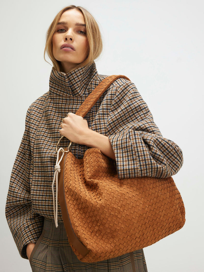 River Island faux suede shoulder bag, imported from the UK
