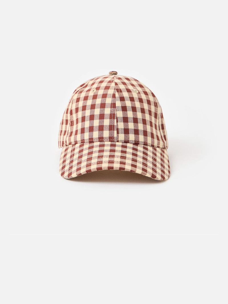 Oliver Bonas gingham cap with strawberry motif (British brand)