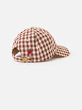 Oliver Bonas gingham cap with strawberry motif (British brand)