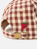 Oliver Bonas gingham cap with strawberry motif (British brand)