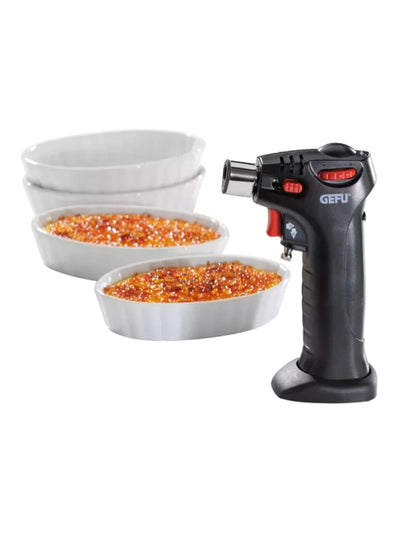 Next GEFU Carmello Creme Brulee Set with Kitchen Torch and Porcelain Bowls- Buy online at McGrocer