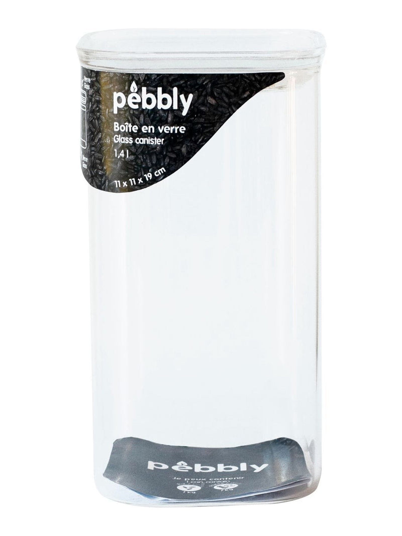 Pebbly clear glass storage container 1.4L, UK version