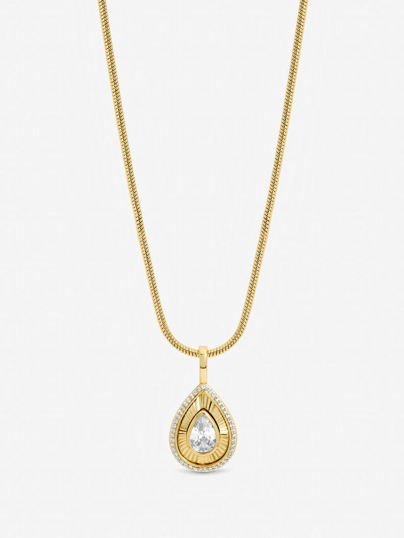 Jon Richard gold tone diamond cut peardrop pendant (British brand)