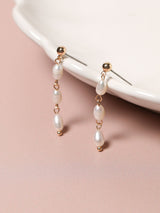 Next Jon Richard Gold Tone Real Freshwater Linear Drop Earrings- Buy online at McGrocer