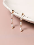 Jon Richard gold tone freshwater pearl linear drop earrings - British product