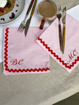 Next Solesmith Scalloped Edge Pink and Red Linen Napkin 40 x 40 cm- Buy online at McGrocer