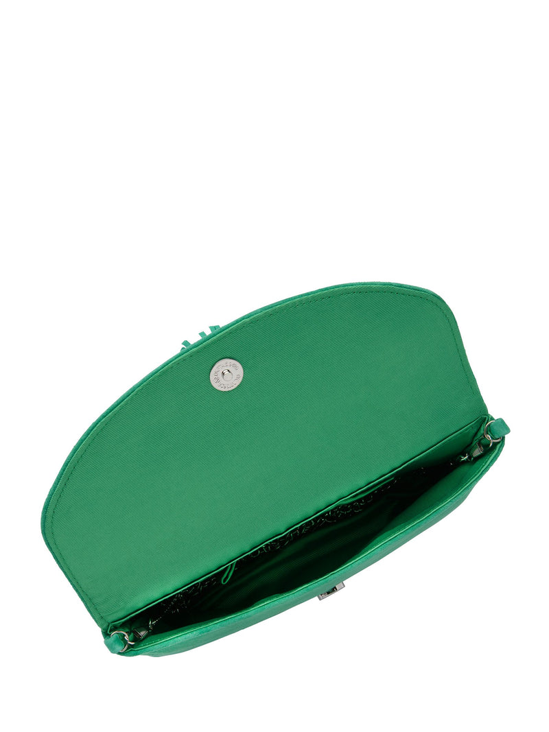Lotus green clutch bag with chain strap, UK version