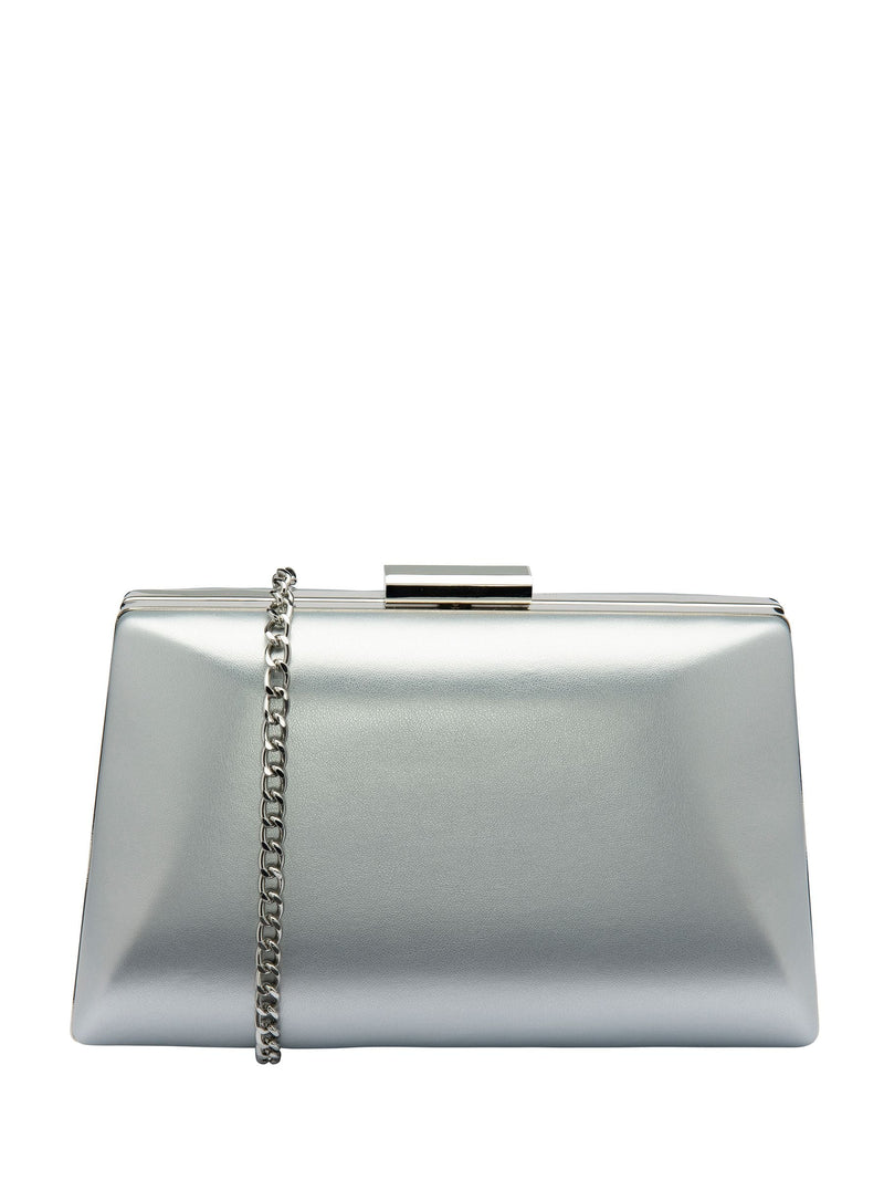 Lotus silver clutch bag with chain, imported from the UK