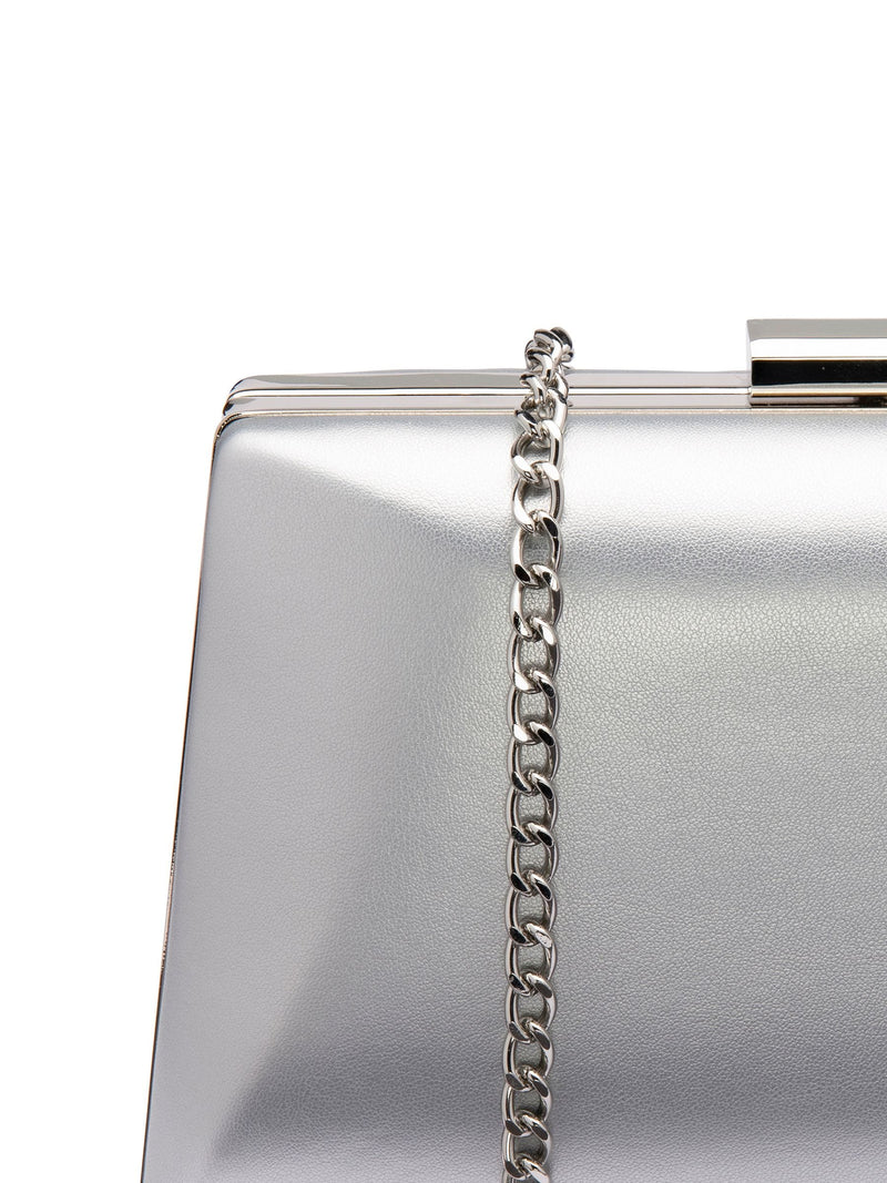 Lotus silver clutch bag with chain, imported from the UK