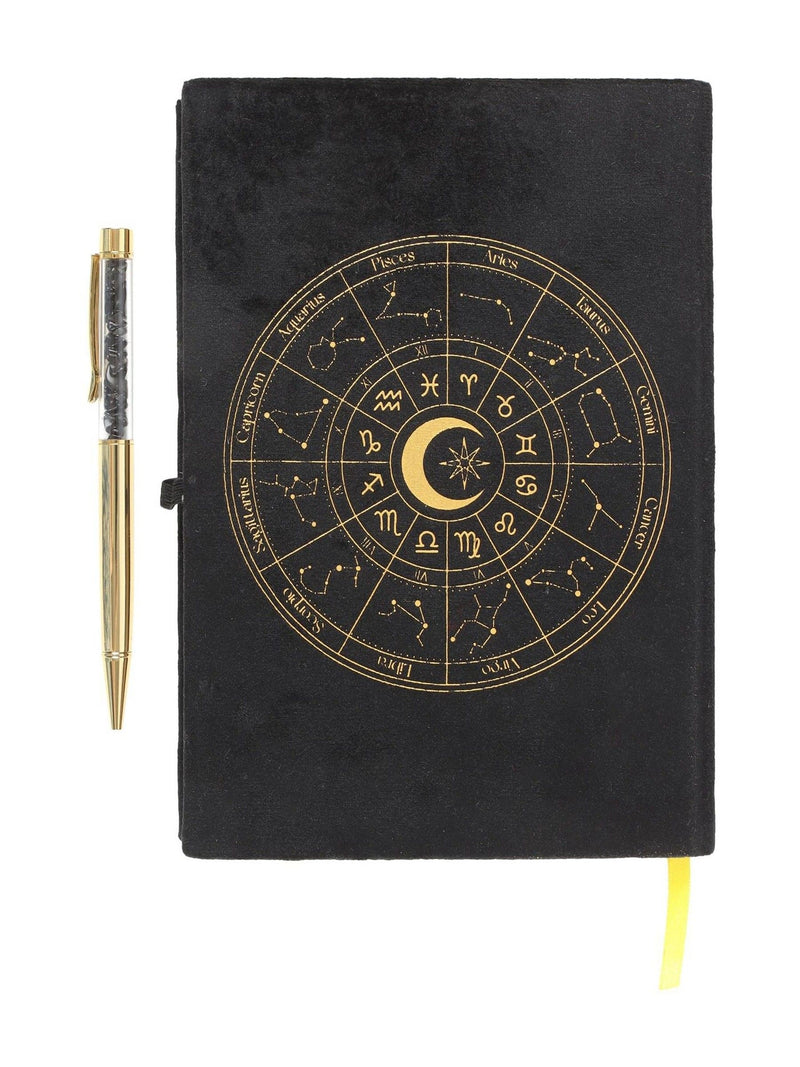Something Different astrology wheel journal with obsidian pen, UK version