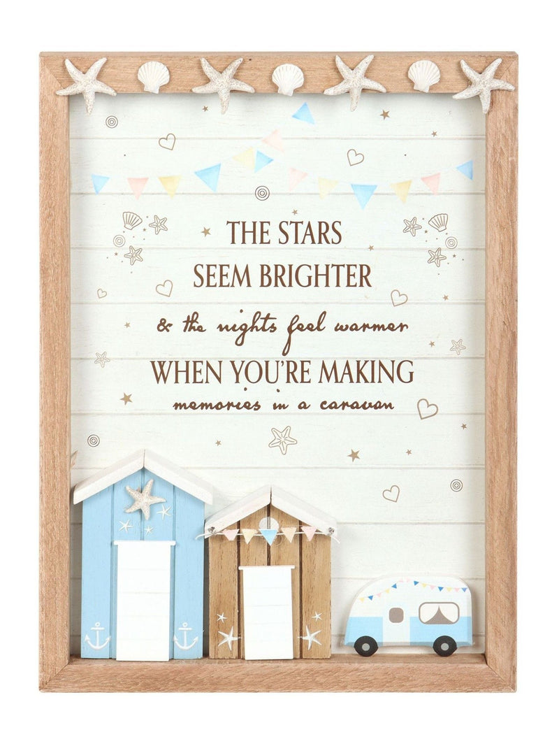 Something Different white 3D shell caravan plaque, imported from the UK