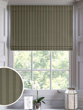 Pine Leuwin made to measure roman blind in green with white stripes, UK version