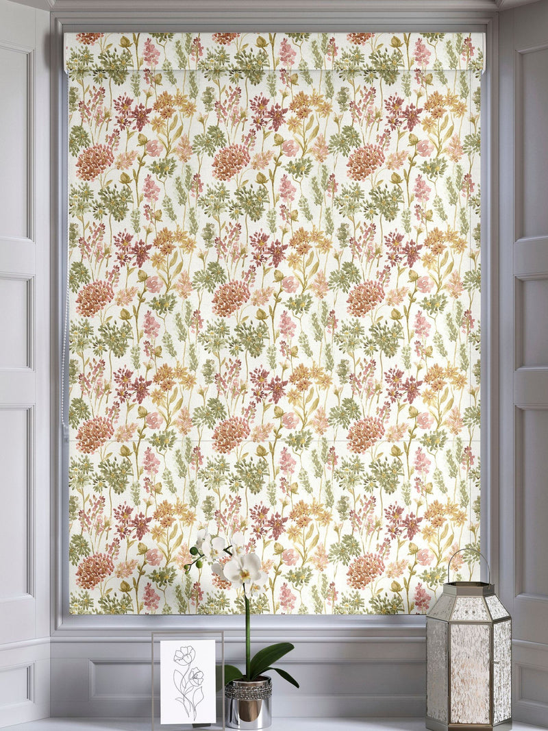Floral roman blinds red colour made to measure (British brand)