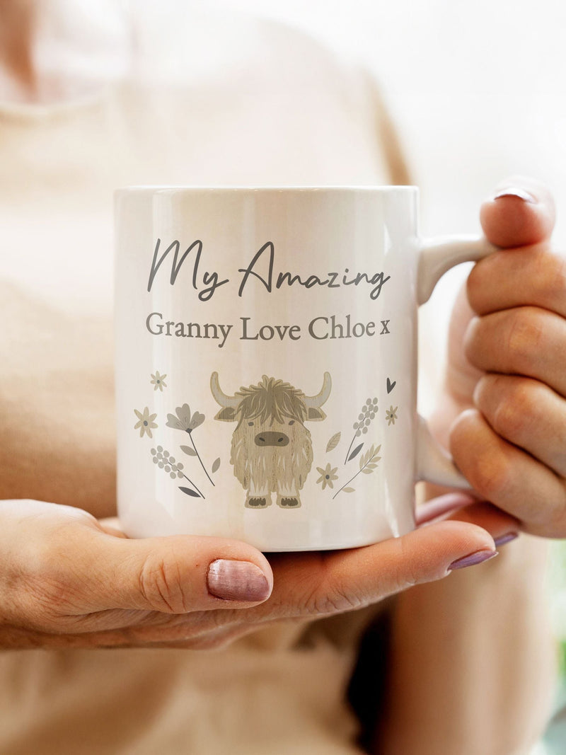PMC personalised Highland Cow ceramic mug (British brand)