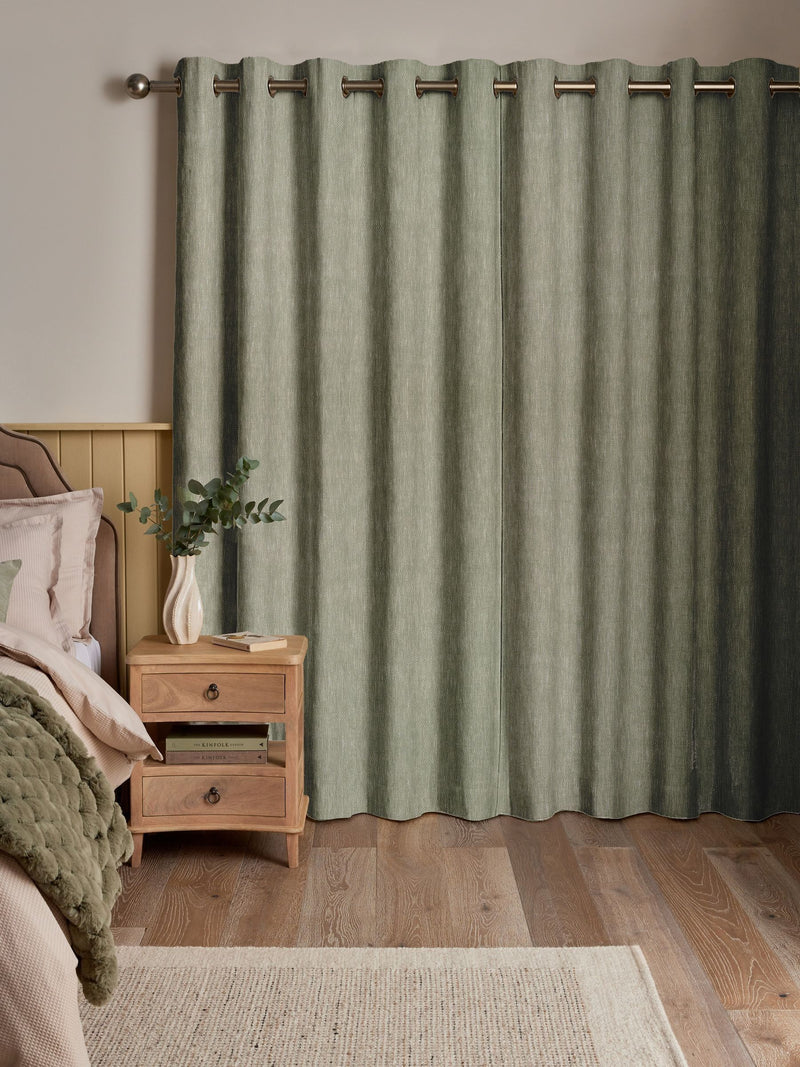 Eucalyptus Abeille curtain green plain design - British product