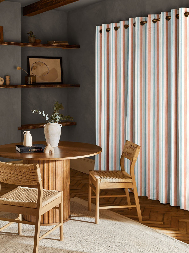 Copper Mordred orange stripe cotton linen curtains, UK version