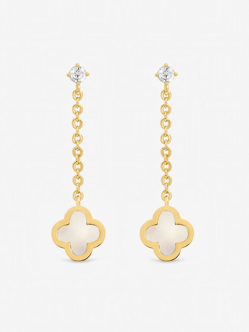 Jon Richard mother of pearl clover drop earrings (British brand)