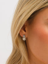 Next Jon Richard Silver Tone Pave and Fresh Water Halo Earrings- Buy online at McGrocer