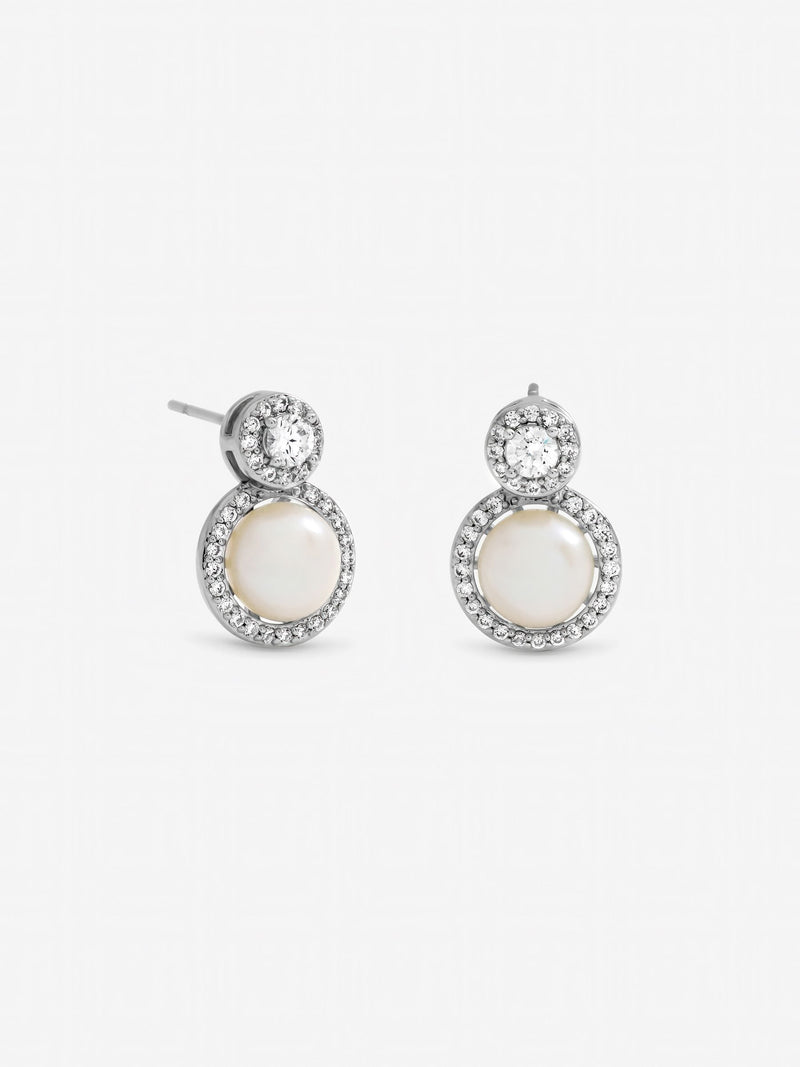 Jon Richard halo earrings with freshwater pearl, imported from the UK