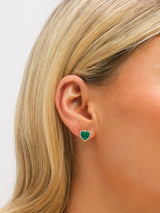 Next Jon Richard Gold Tone Crystal and Malachite Heart Stud Earrings- Buy online at McGrocer