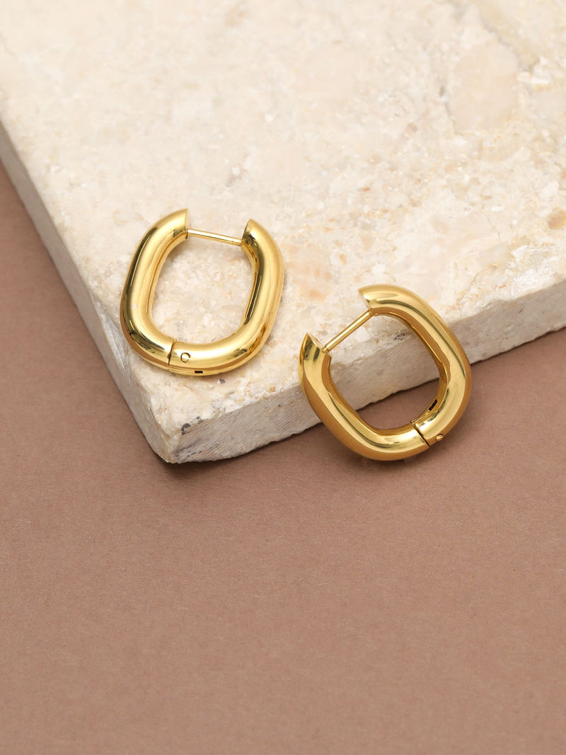 Jon Richard gold tone rectangle hoop earrings (British brand)