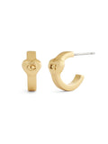 COACH gold tone C heart huggie earrings, UK version