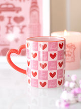 Next Something Different Pink Love Yourself Checkered Mug with Heart Handle 350ml- Buy online at McGrocer