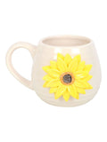 Something Different white ceramic mug with 3D sunflower, imported from the UK