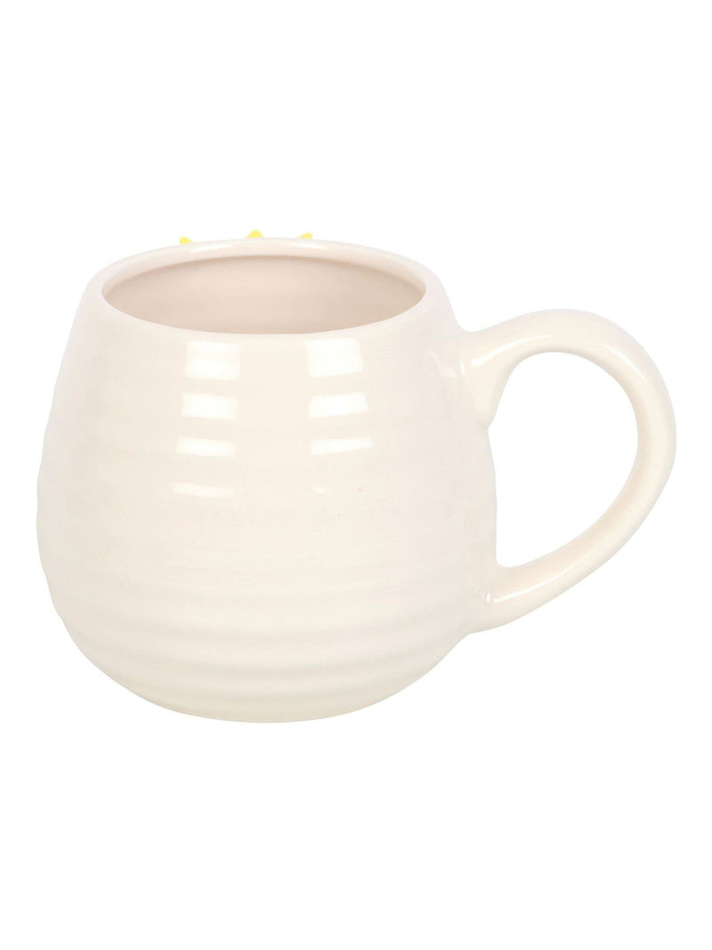 Something Different white ceramic mug with 3D sunflower, imported from the UK