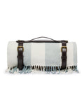 Sophie Allport pale blue Witham stripe woven picnic blanket - British product