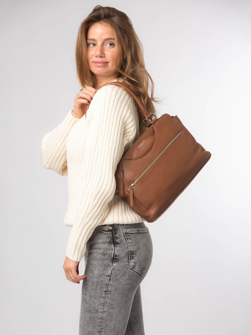 Pure Luxuries London brown Mooki leather handbag 24x32cm - British product