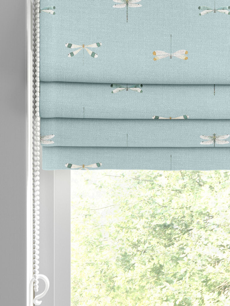 Sophie Allport roman blinds blue stripe watercolour dragonfly (British brand)