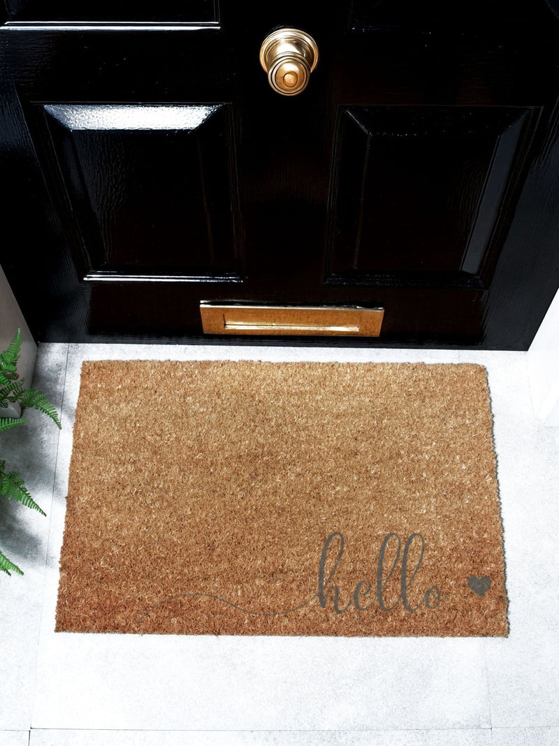 Artsy Mats doormat grey Hello Scribble Heart 60x40cm - British product