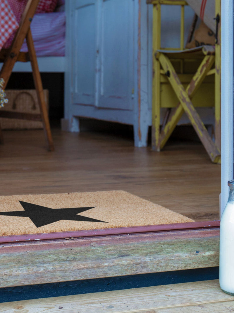 Artsy Mats Natural Black Star doormat 60x40cm - British product