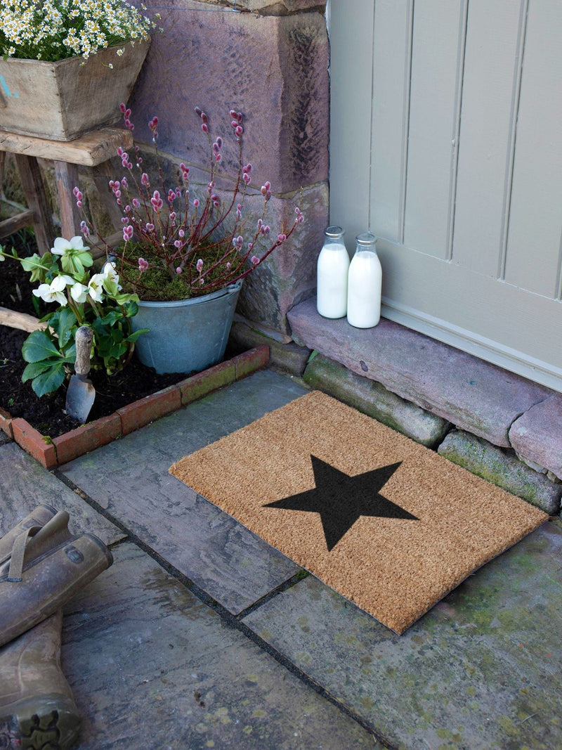 Artsy Mats Natural Black Star doormat 60x40cm - British product