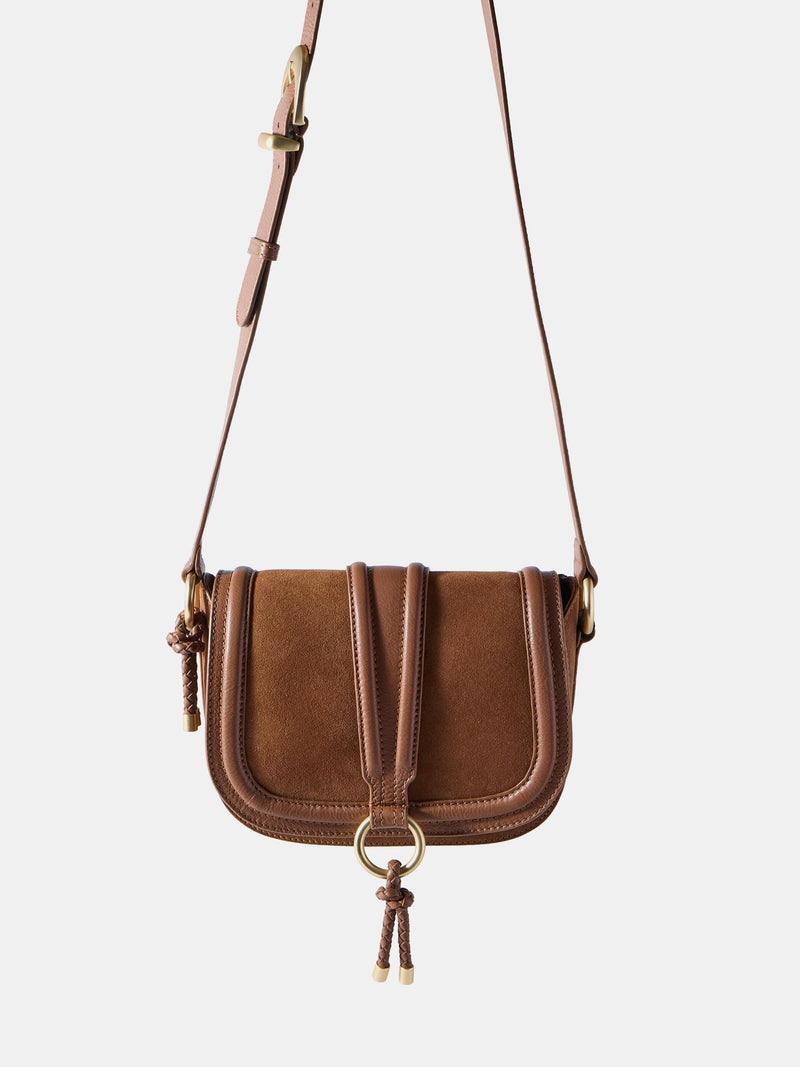 Mint Velvet brown suede saddle bag (British brand)