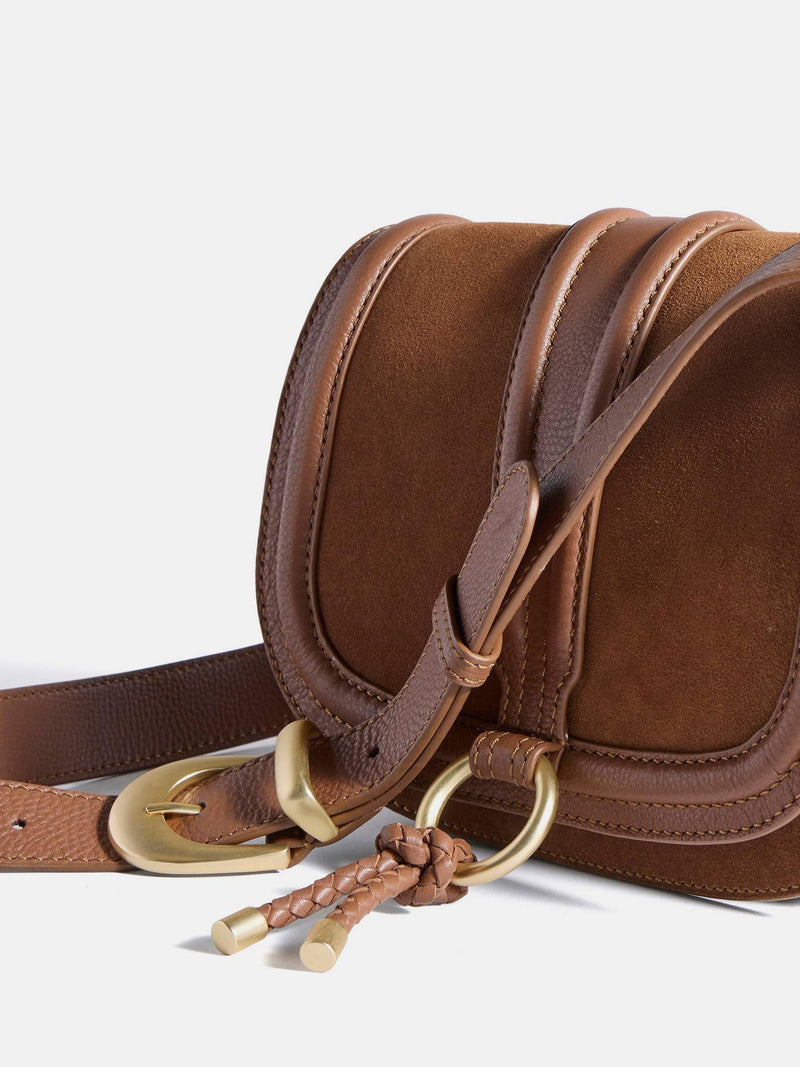 Mint Velvet brown suede saddle bag (British brand)